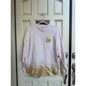 Disney World Spirit Jersey Pink Gold Ombré Puff Print Long Sleeve Top Size Small